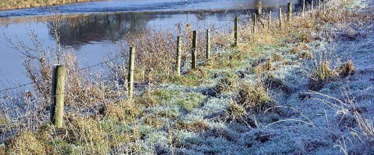 River Annan near Halleaths, Christmas Day 2005. Taken at 12.05pm, Christmas Day 2005, looking east. A beautifully clear, still, cold and frosty day.