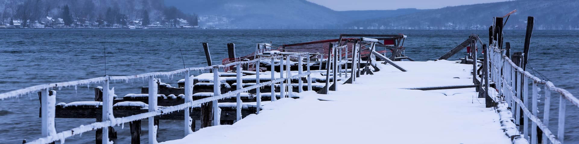 Winter & Snow Scene - Abandoned Dock - Keuka Lake - Hammondsport, New York