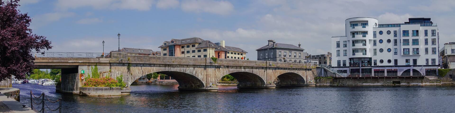 Athlone Ireland on the river Shannon in panorama