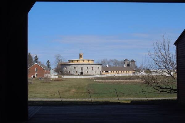 #Trovember Round barn at Hancock Shaker Village. I've been wanting to explore here since visiting the Shaker Village in Canterbury, NH also the one in Sabbathday Lakes, Maine. The history, culture and Shaker way of life is so interesting and appealing in its simplicity. We visited in April and were excited to meet and0wt the newly born farm animals. We took a tour to hear about daily life in a Shaker Village and then enjoyed a walking trail through woods and meadow and finished off with some delicious ice cream. "Tis a Gift to be Simple, 'Tis a Gift to be Free..." and it's a gift to explore this well-preserved living history museum!