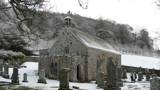St Adamnan's Church, Kilmaveonaig, Easter Sunday 2008 The church is on the route of General Wade's military road, but the hamlet that surrounded it has disappeared. The village of Bridge of Tilt developed near the site of a new bridge over the River Tilt.