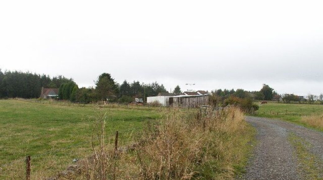 Radernie. Farmland and buildings at Radernie. The track runs between Radernie and Cameron.