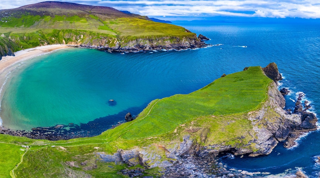 Aerial view of the beautiful coast at Malin Beg in County Donegal, Ireland