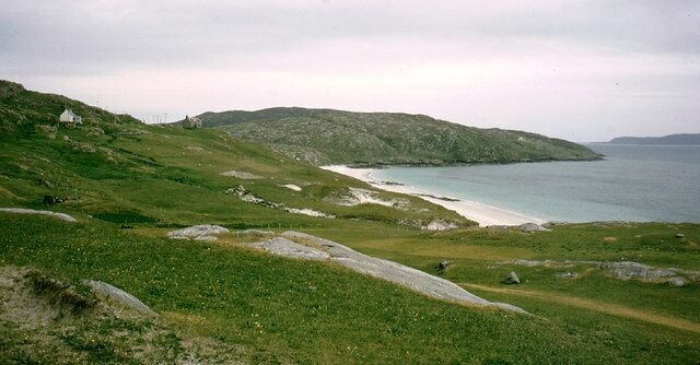 View towards Cailleag a Phrionnsa - the Princes Beach More houses have been built here since 1970 when this photograph was taken.