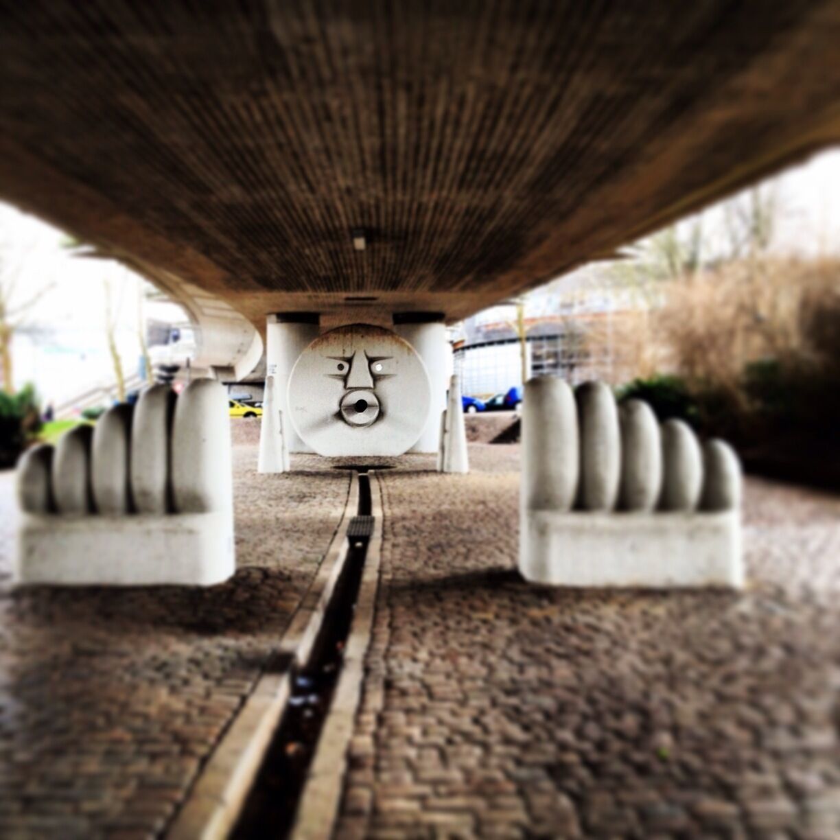 Underneath the road to Freiburg Hbf's tram station is this guy!