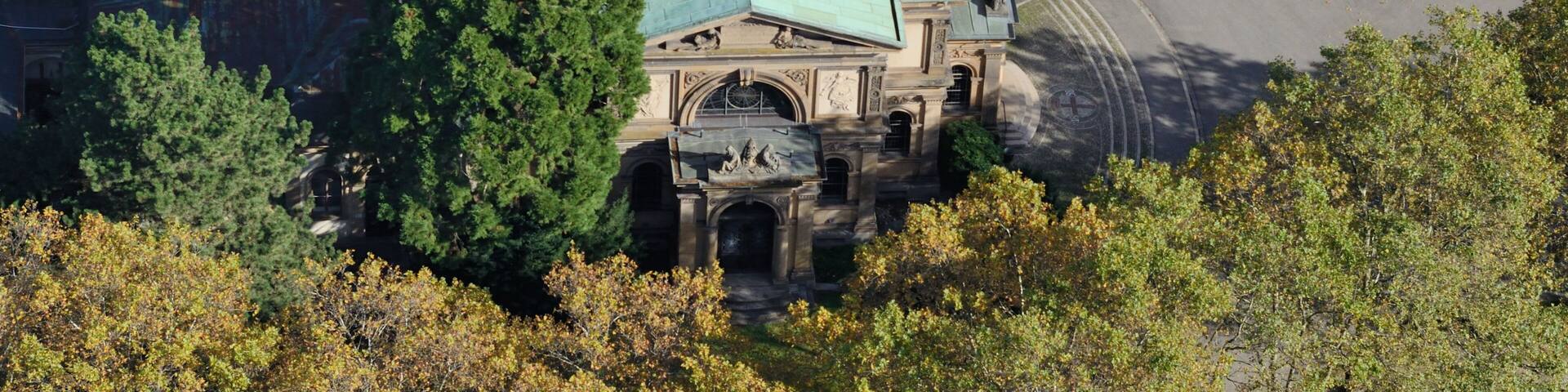 Aerial view of Freiburg/ Breisgau, main cemetery