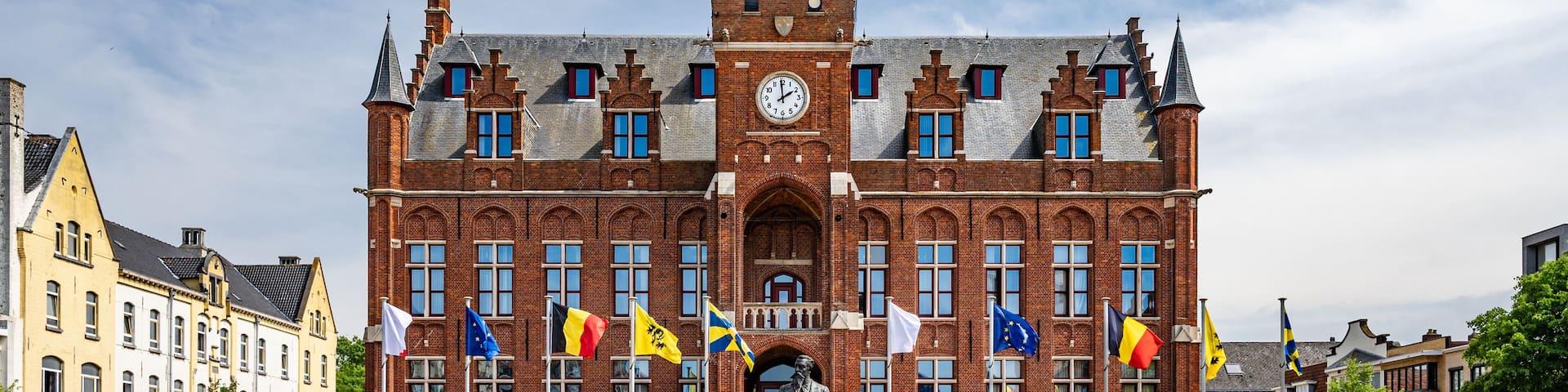 The historic town hall (Stadhuis) in the port town of Knokke-Heist, Flanders, Belgium