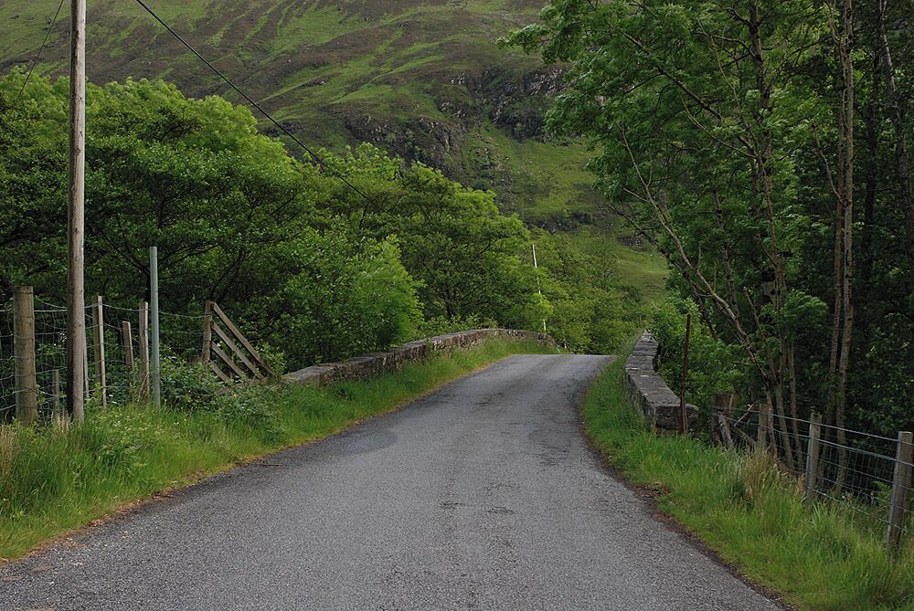 Croe Bridge Once a vital link carrying the A87, now just linking the two sides of Strath Croe.