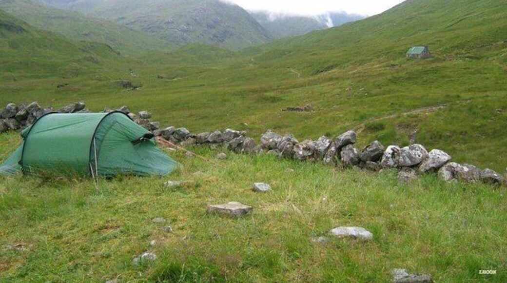 Camban sheepfold with bothy in the background