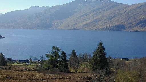 View over Loch Hourn to Ladhar Bheinn, from Arnisdale Taken from low down on the path to the Bealach Arnisdail.