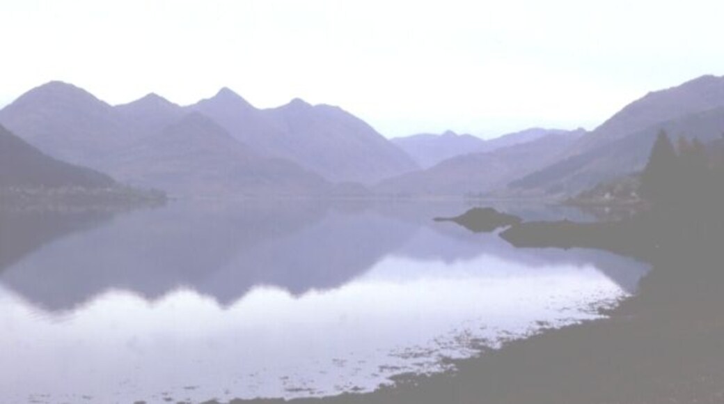 Loch Duich from Lettefearn. The Five Sisters of Kintail reflected in the calm autumnal loch.