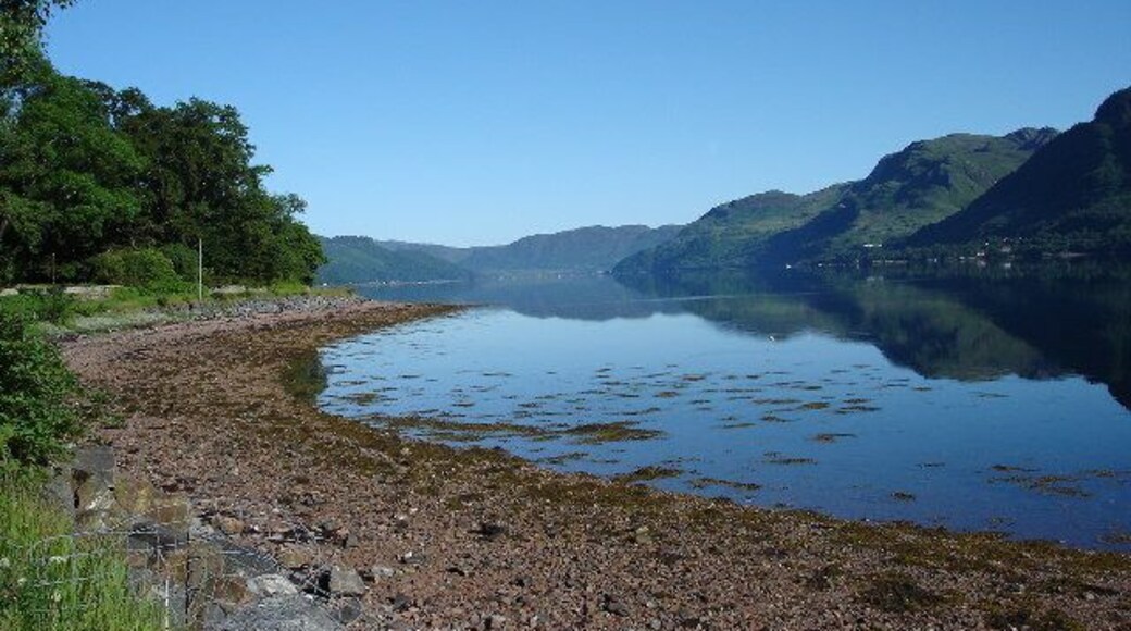 West shore of Loch Duich at Ratagan. Lovely July morning still and hot