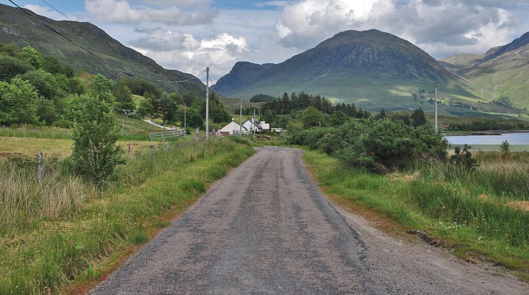The Loch Long road in Sallachy Going straight through the scattered township.