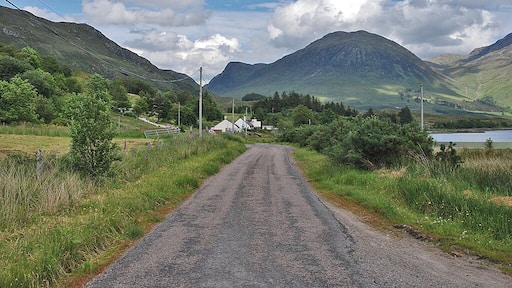The Loch Long road in Sallachy Going straight through the scattered township.