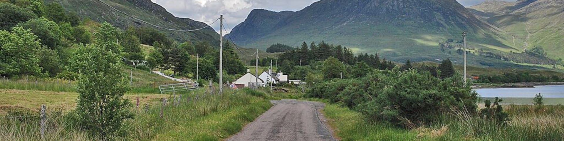 The Loch Long road in Sallachy Going straight through the scattered township.