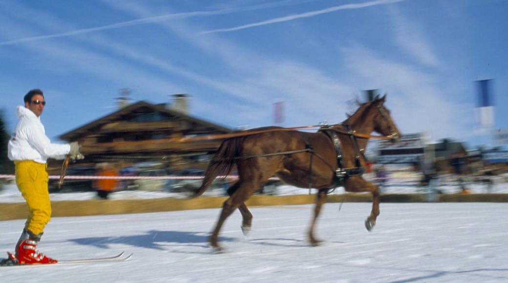 Megeve which includes landscape views and snow as well as an individual male