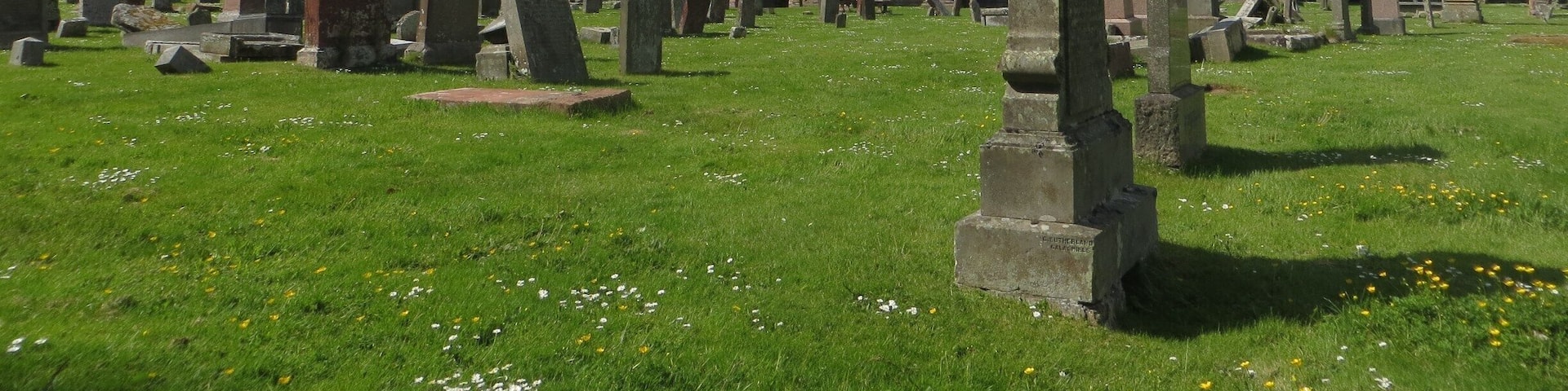 A historic church with Gothic architecture surrounded by a cemetery.