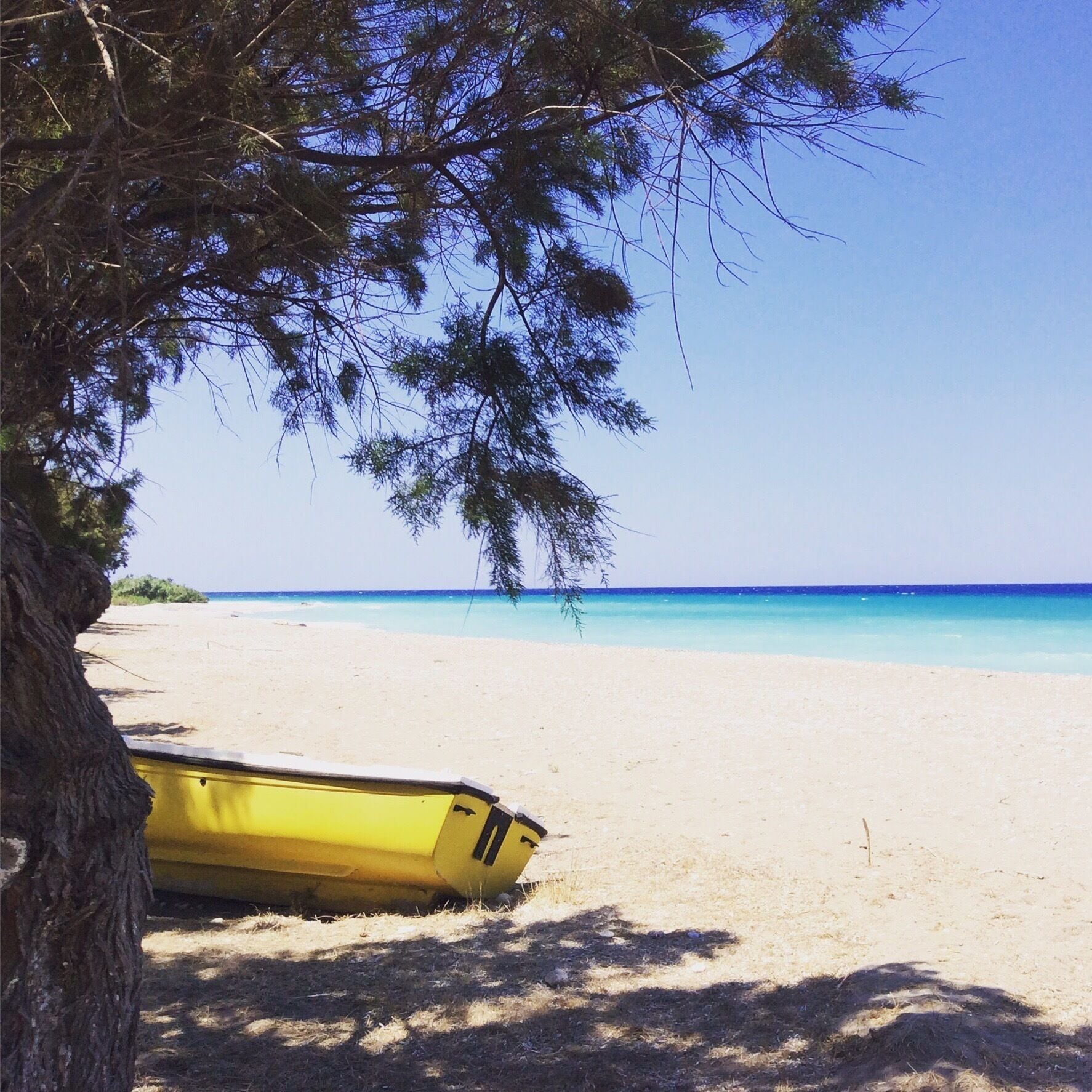 In the shade on the beach