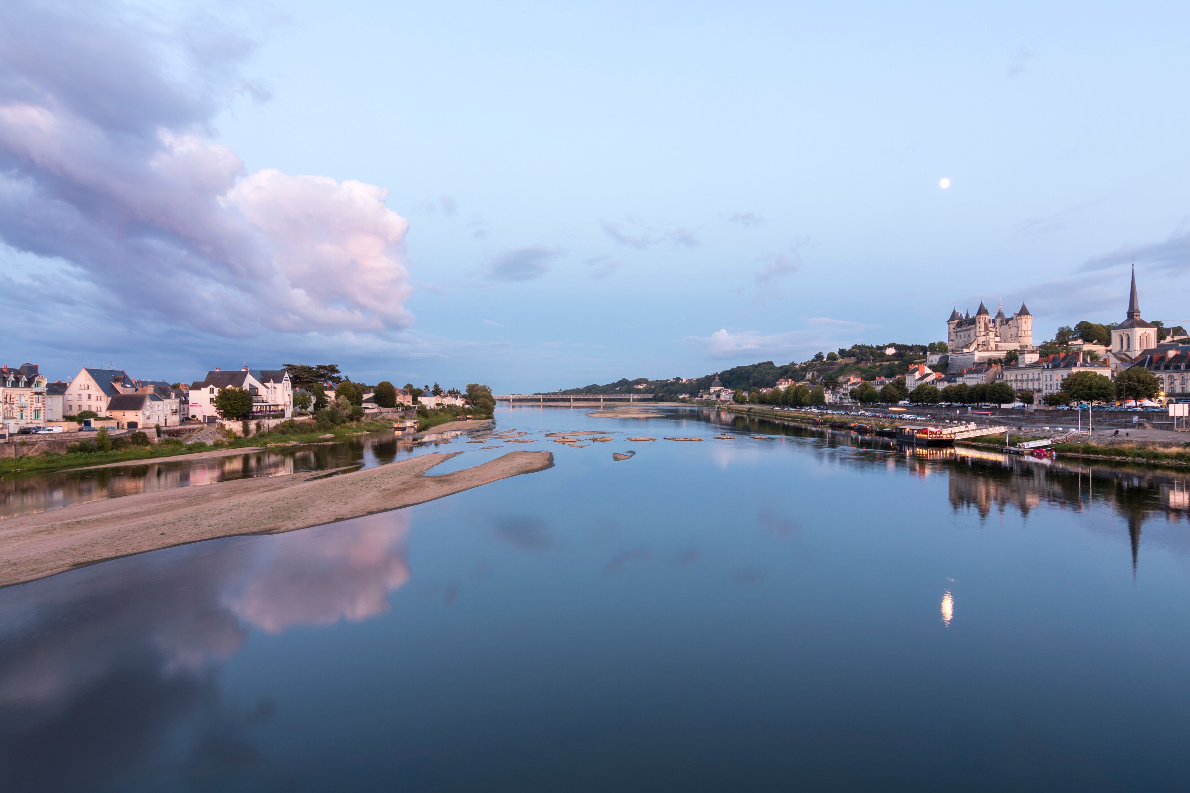 Exterior view of the beautiful city of Saumur with its castle in the Loire Valley, France (Europe)