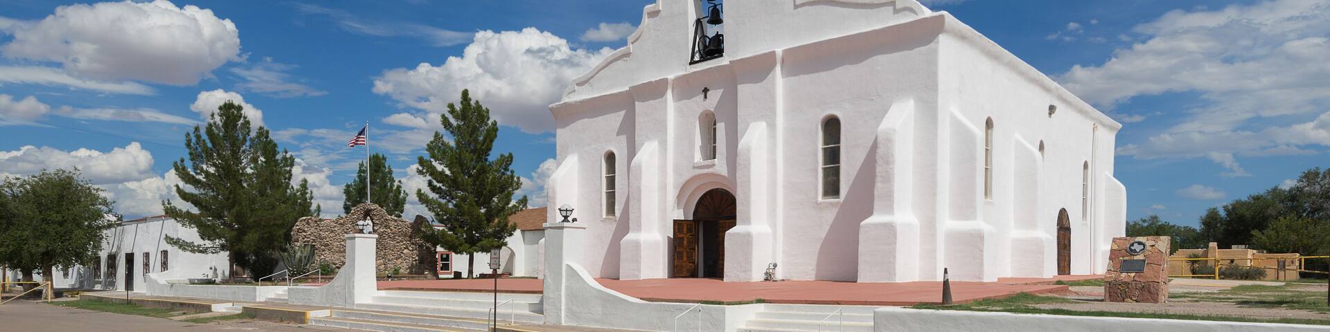 San Elizario Presidio Chapel at 1556 San Elizario Road in San Elizario, Texas on August 11, 2017