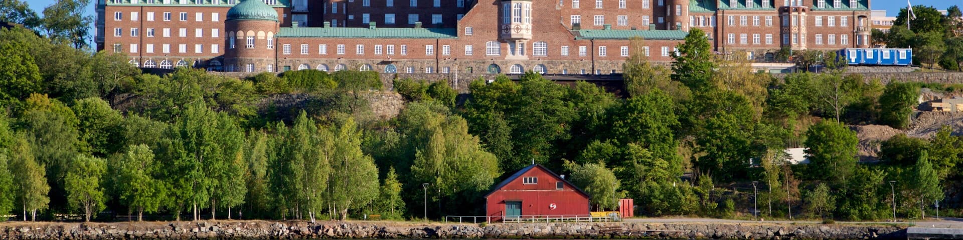 Vaxholm featuring a lake or waterhole and heritage architecture