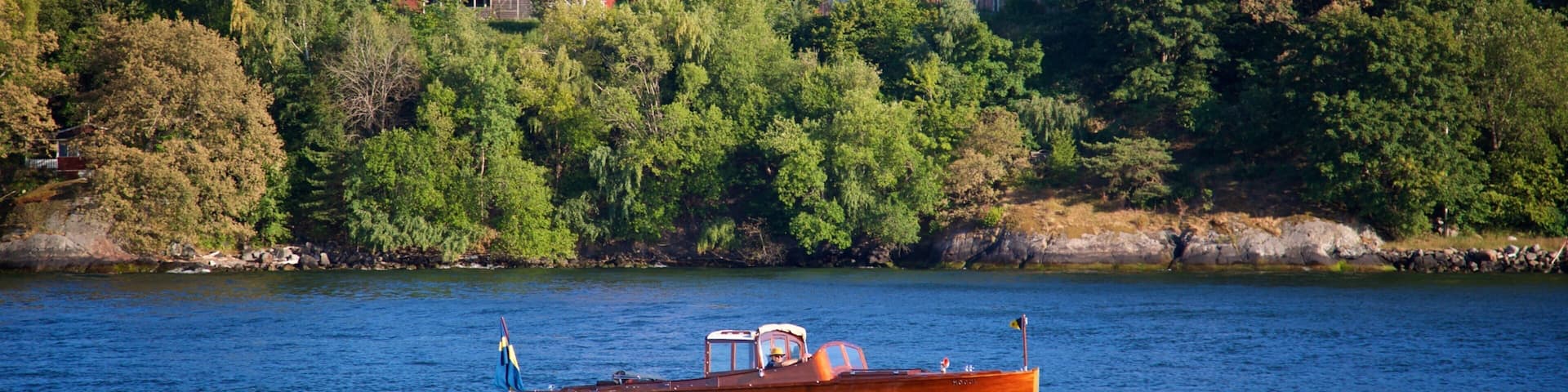 Vaxholm showing boating and a lake or waterhole