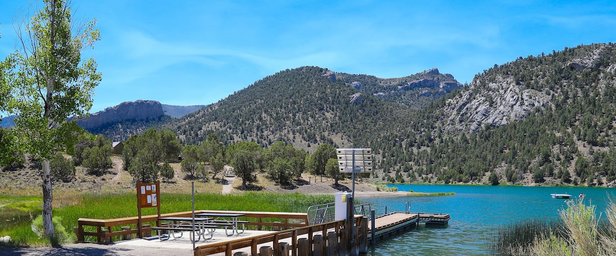 WHITE PINE COUNTY, NEVADA, UNITED STATES - Jun 28, 2018: Cave Lake State Park Boat Launch