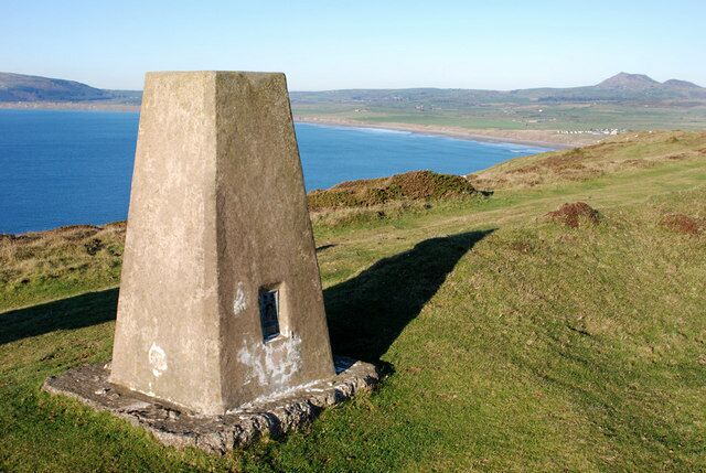 The trig point at Mynydd Cilan