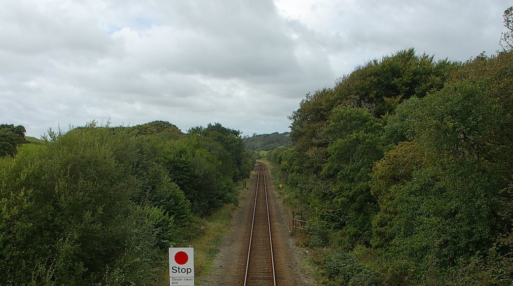 Looking west from Penychain railway station on the Cambrian Coast Line.