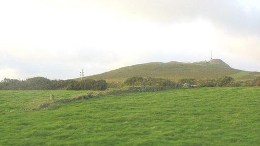 Mynydd Rhiw The radar tracking station can be seen next to the boss of volcanic rock.