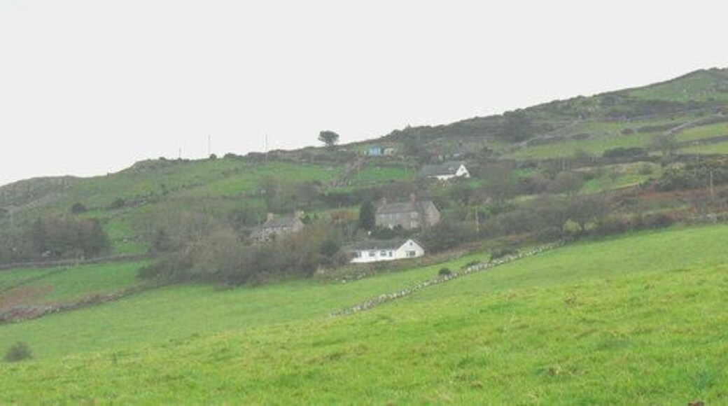 Former smallholdings on the slopes of Mynydd Rhiw The infertile land on the lower slopes of Mynydd Rhiw were enclosed and divided into smallholdings in the first half of the 19thC. The tiny fields of this zone contrast with the much larger fields of what in Welsh is called "llawr gwlad" (lit.=floor of the country i.e the lowland areas). These smallholding fields are now used for family pets - donkeys, goats and ponies.