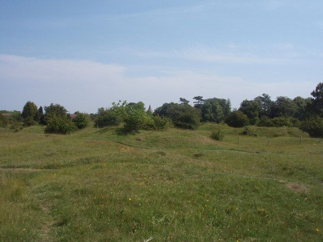 The Hills and Holes National Nature Reserve, Barnack, Soke of Peterborough. Barnack parish church is visible in the distance.