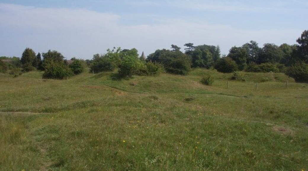 The Hills and Holes National Nature Reserve, Barnack, Soke of Peterborough. Barnack parish church is visible in the distance.