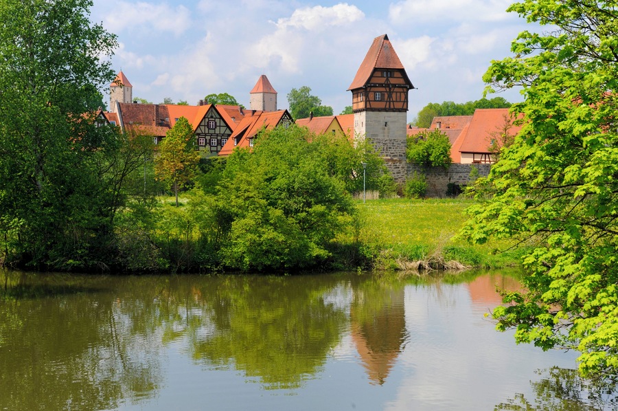 famous and old town Dinkelsbuehl in Germany