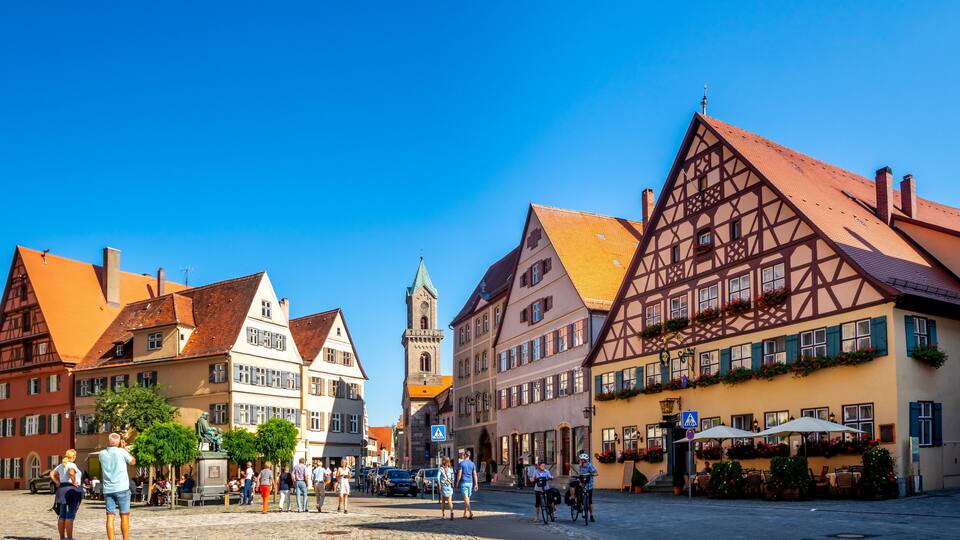 Altstadt und Sankt Pauls Kirche, Dinkelsbühl, Bayern, Deutschland