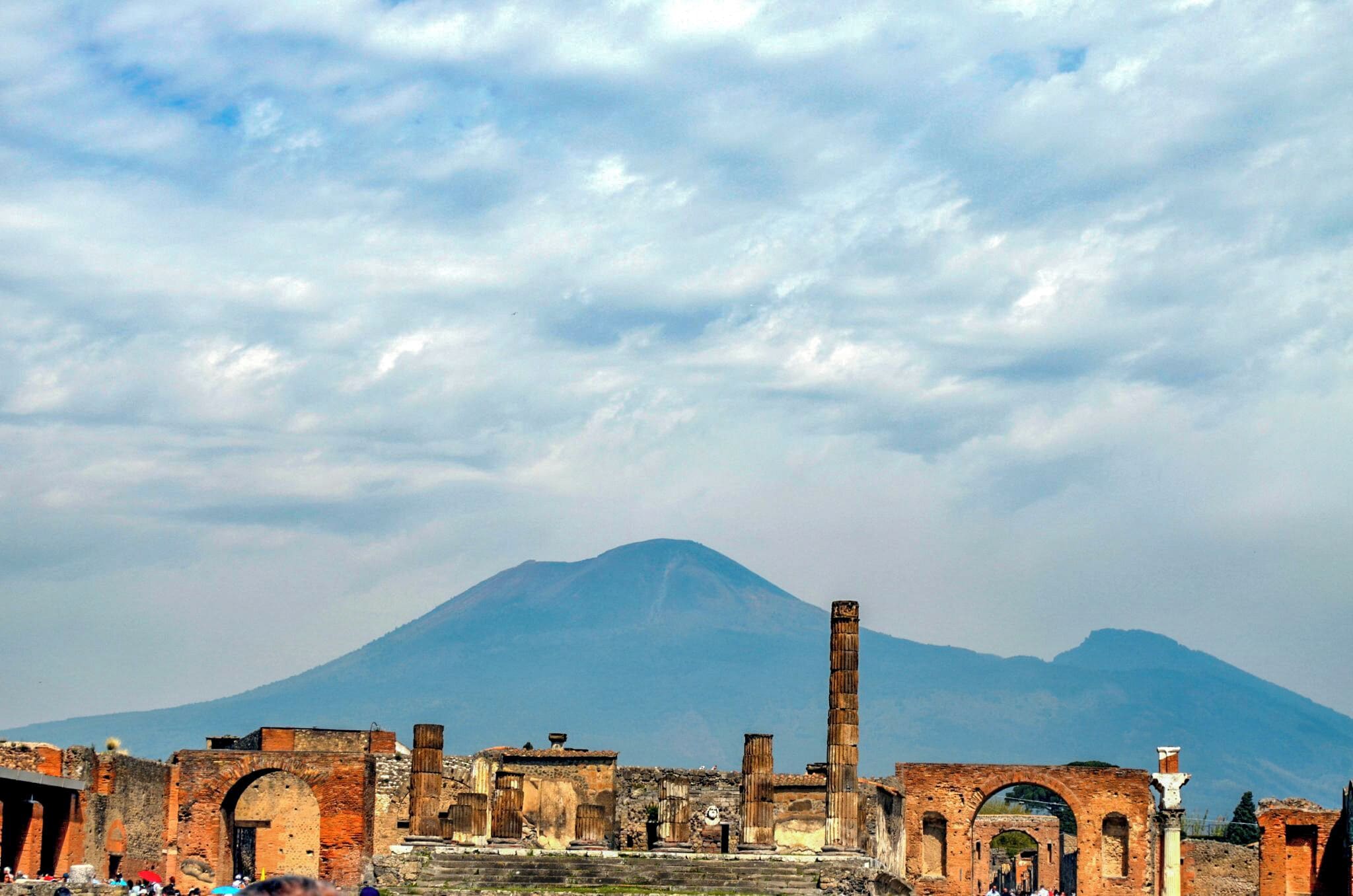 View of Mount Vesuvius from Pompeii.