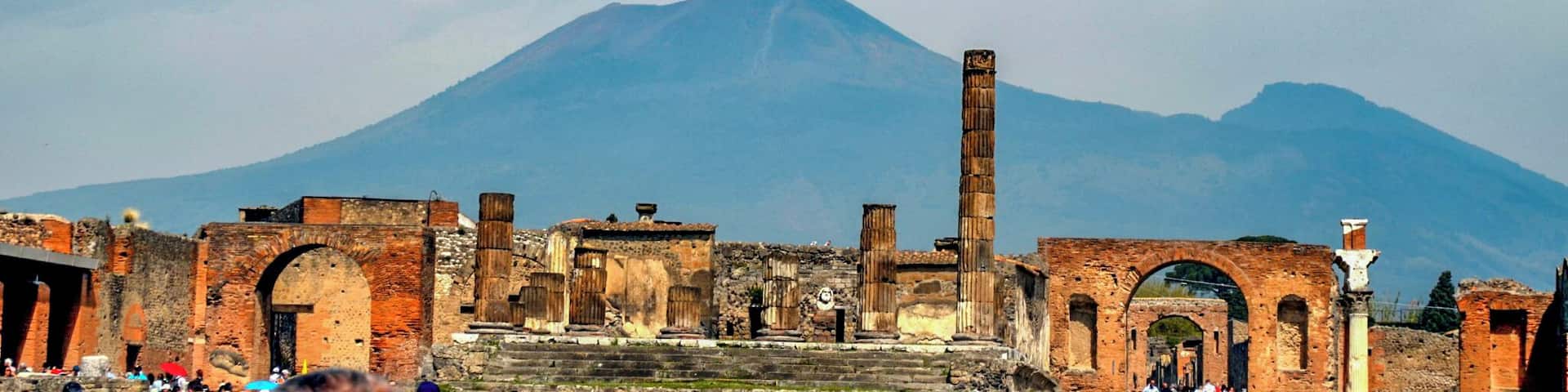 View of Mount Vesuvius from Pompeii.