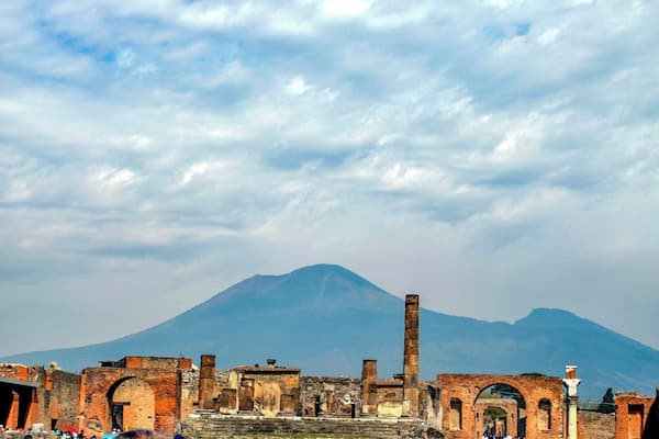 View of Mount Vesuvius from Pompeii.
