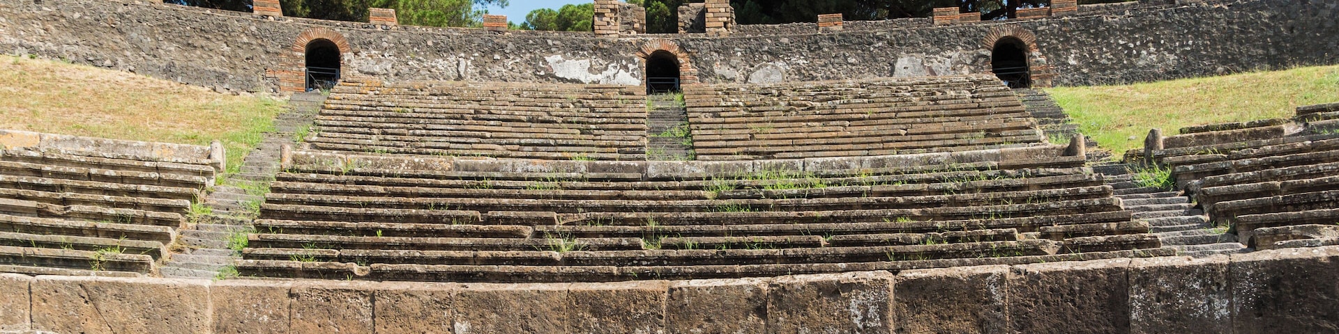 Inside of the amphitheater of Pompeii, Italy.