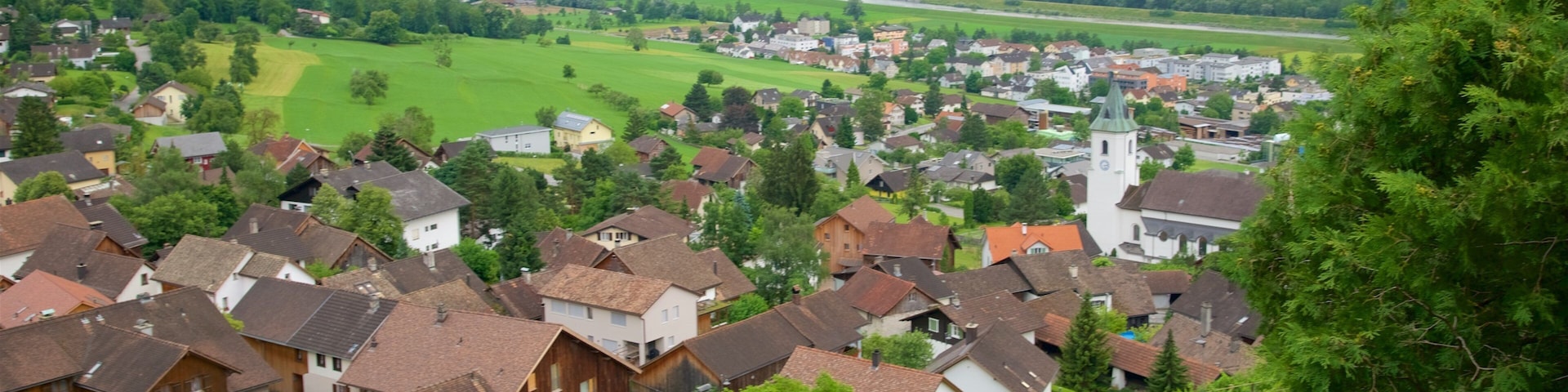 Liechtenstein mostrando granja, escenas tranquilas y una pequeña ciudad o aldea