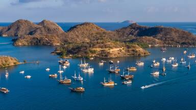 Labuan Bajo Harbour. Where the Komodo Dragon trip begin. Labuan Bajo is a fishing town located at the western end of the large island of Flores in the Nusa Tenggara region of east Indonesia.