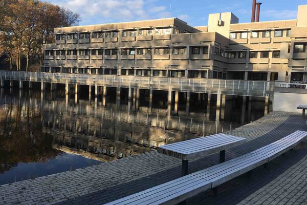 The architects clearly had a lake in mind when they designed this building.