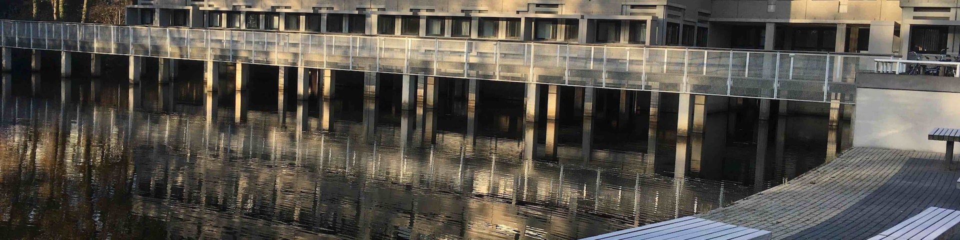 The architects clearly had a lake in mind when they designed this building.