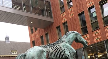 A clear reminder to not horse around at this college campus.
Bronze sculpture by Cees Willemsen. http://www.kunstnonstop.nl/collectie/detail/