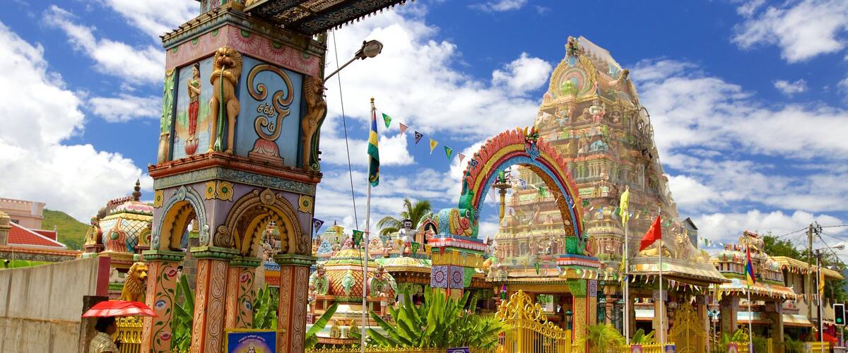 Mauritius which includes a temple or place of worship and religious aspects