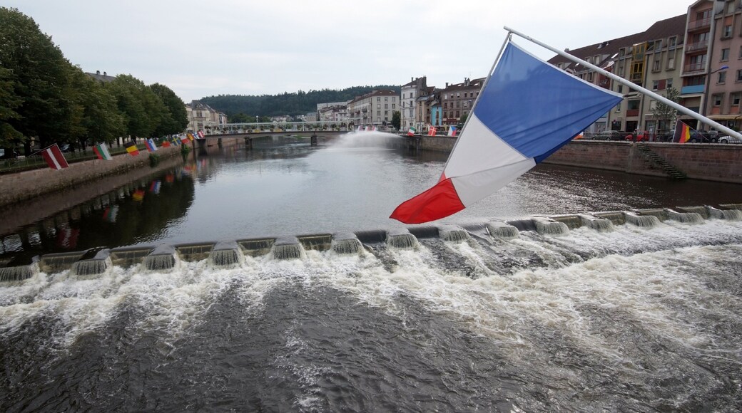 Epinal que incluye un río o arroyo, rápidos y una catarata