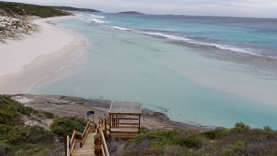 One of the beautiful collection of beaches in Esperance, Western Australia. The beaches here are sweeping, raw and relatively untouched. There are over 7 beaches within a 10km stretch (one for each day of the week). Surfing and fishing are particularly renowned here.