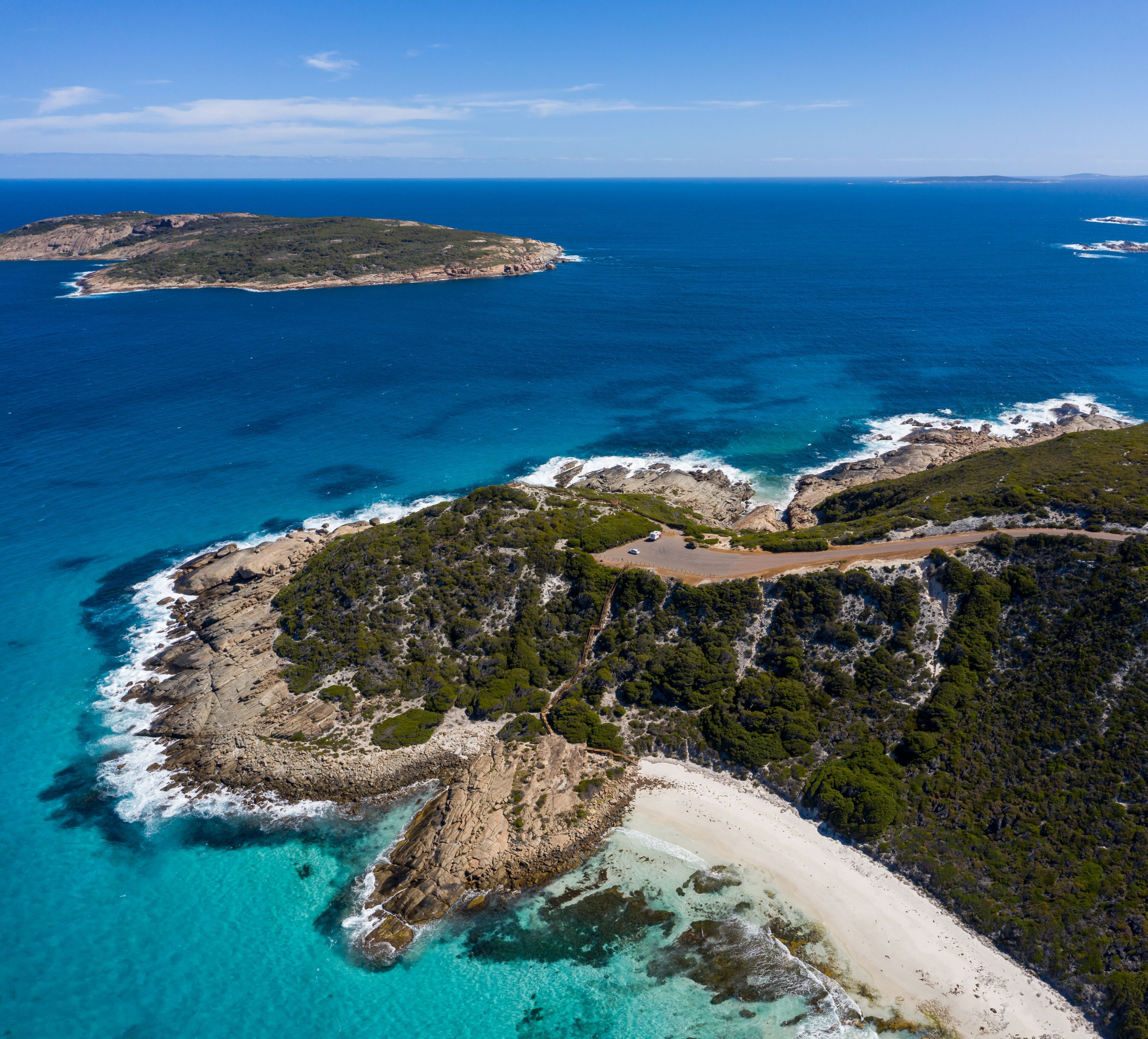 Aerial view of Observatory Point, a rock promontory near Esperance in Western Australia