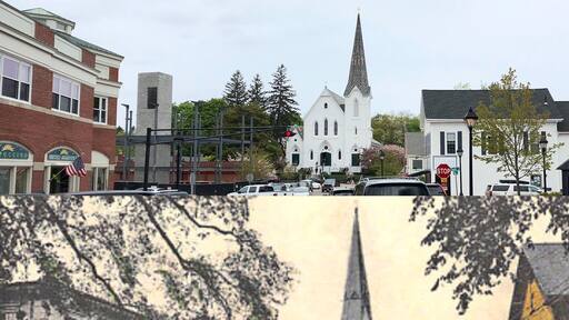 Main Street in Hingham, Massachusetts then/now