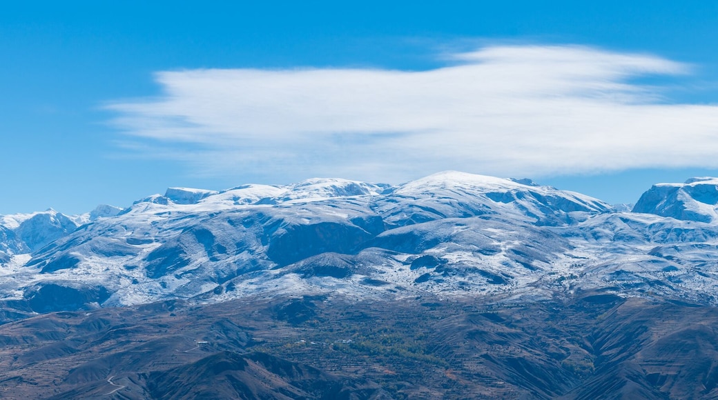 Panoramic view of a valley with snow capped mountains near Erzincan, Turkey